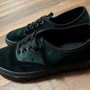 Vans Velvet Sneakers in Forest Green and Black